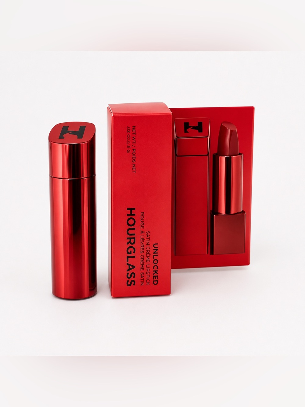 ✨ Hourglass Unlocked Satin Creme Lipstick Mini RED 0 new in box